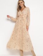 rosa Rochie Maxi Jasnopomarańczowa cu elastic în talie și tiv plisat Danora