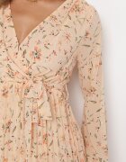 rosa Rochie Maxi Jasnopomarańczowa cu elastic în talie și tiv plisat Danora