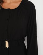 rosa Rochie Maxi Lejeră Neagră cu Nasturi și Curea cu Cataramă Decorativă Liriti