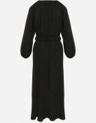 rosa Rochie Maxi Lejeră Neagră cu Nasturi și Curea cu Cataramă Decorativă Liriti
