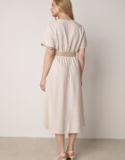 rosa Rochie Midi Bej de bumbac cu elastic în talie și curea cu cataramă Daylia