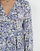 rosa Rochie Mini Albastră cu Decolteu Petrecut și Elastic în Talie Zynicue
