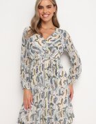 rosa Rochie Mini Albastră cu elastic în talie și curea textilă Matelyn
