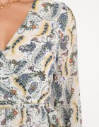 rosa Rochie Mini Albastră cu elastic în talie și curea textilă Matelyn