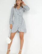 rosa Rochie Mini Albastră Legată Cu volan la decolteu Haikia