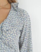 rosa Rochie Mini Albastră Legată Cu volan la decolteu Haikia