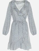 rosa Rochie Mini Albastră Legată Cu volan la decolteu Haikia