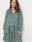 rosa Rochie mini evazată verde cu volan Naike