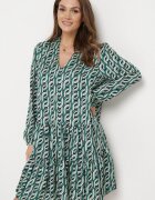 rosa Rochie mini evazată verde cu volan Naike