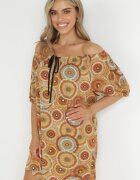 rosa Rochie Mini Maro cu Decolteu Spaniol și Legătură Decorativă Yarelina