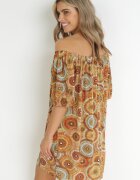rosa Rochie Mini Maro cu Decolteu Spaniol și Legătură Decorativă Yarelina