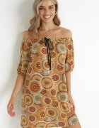rosa Rochie Mini Maro cu Decolteu Spaniol și Legătură Decorativă Yarelina