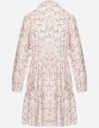 rosa Rochie Mini Roz-Albă Cloș cu motiv frunze și volan Eralia