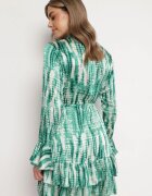 rosa Rochie Mini Verde Decorată cu volane și cu imprimeu acuarelă Panava