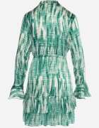 rosa Rochie Mini Verde Decorată cu volane și cu imprimeu acuarelă Panava