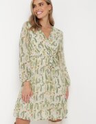 rosa Rochie Mini Verde deschisă cu elastic în talie și curea din material Matelyn