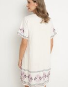 rosa Rochie Mov de bumbac cu o croială dreaptă decorată cu broderii Tirkio