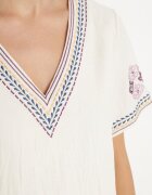 rosa Rochie Mov de bumbac cu o croială dreaptă decorată cu broderii Tirkio