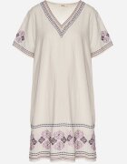 rosa Rochie Mov de bumbac cu o croială dreaptă decorată cu broderii Tirkio