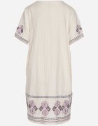 rosa Rochie Mov de bumbac cu o croială dreaptă decorată cu broderii Tirkio