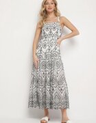 rosa Rochie Neagră-Albă din bumbac decorată cu broderie Sadonique