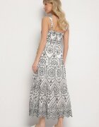 rosa Rochie Neagră-Albă din bumbac decorată cu broderie Sadonique
