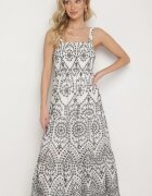 rosa Rochie Neagră-Albă din bumbac decorată cu broderie Sadonique