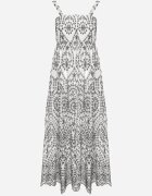 rosa Rochie Neagră-Albă din bumbac decorată cu broderie Sadonique