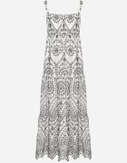 rosa Rochie Neagră-Albă din bumbac decorată cu broderie Sadonique