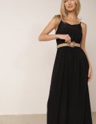 rosa Rochie neagră cu curea Chrysaleia