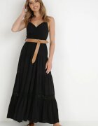 rosa Rochie Neagră cu Curea Maerea