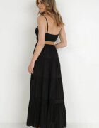 rosa Rochie Neagră cu Curea Maerea