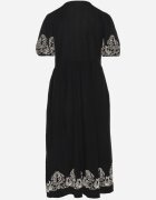 rosa Rochie Neagră De bumbac Boho Cu croi evazat Decorată cu broderie Lannivra