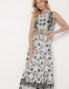 rosa Rochie neagră de bumbac tip cămașă fără mâneci cu curea Mirulenia