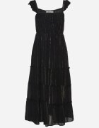 rosa Rochie Neagră din viscoză cu bretele decorată cu fir metalic Iffrisse
