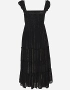 rosa Rochie Neagră din viscoză cu bretele decorată cu fir metalic Iffrisse