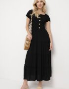 rosa Rochie Neagră din Viscoză cu croială spaniolă Ciririla