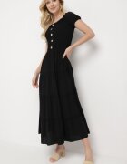 rosa Rochie Neagră din Viscoză cu croială spaniolă Ciririla