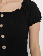 rosa Rochie Neagră din Viscoză cu croială spaniolă Ciririla