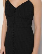 rosa Rochie neagră evazată cu bretele cu nasturi din viscoză Efrinelle