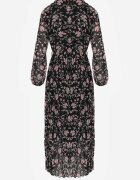 rosa Rochie Neagră Maxi cu elastic în talie și poale plisate Danora