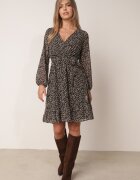 rosa Rochie Neagră Midi cu elastic în talie și Decolteu petrecut Zephone
