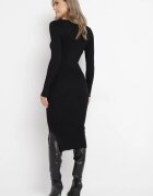 rosa Rochie Neagră Mulată din Tricot Reiat Jozeli