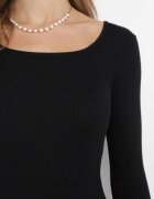 rosa Rochie Neagră Mulată din Tricot Reiat Jozeli