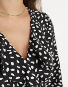 rosa Rochie Neagră tip Plic cu buline cu volane Kaikiran