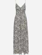 rosa Rochie Negru-Alb Din bumbac cu bretele reglabile cu decolteu petrecut Desvima