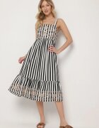 rosa Rochie Negru-Alb din bumbac Decorată cu broderie Redale