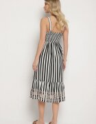 rosa Rochie Negru-Alb din bumbac Decorată cu broderie Redale