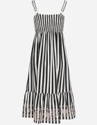 rosa Rochie Negru-Alb din bumbac Decorată cu broderie Redale