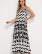 rosa Rochie Negru-Alb din viscoză cu bretele reglabile cu imprimeu geometric Vididia